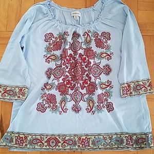 3/4 sleeve paisley print top